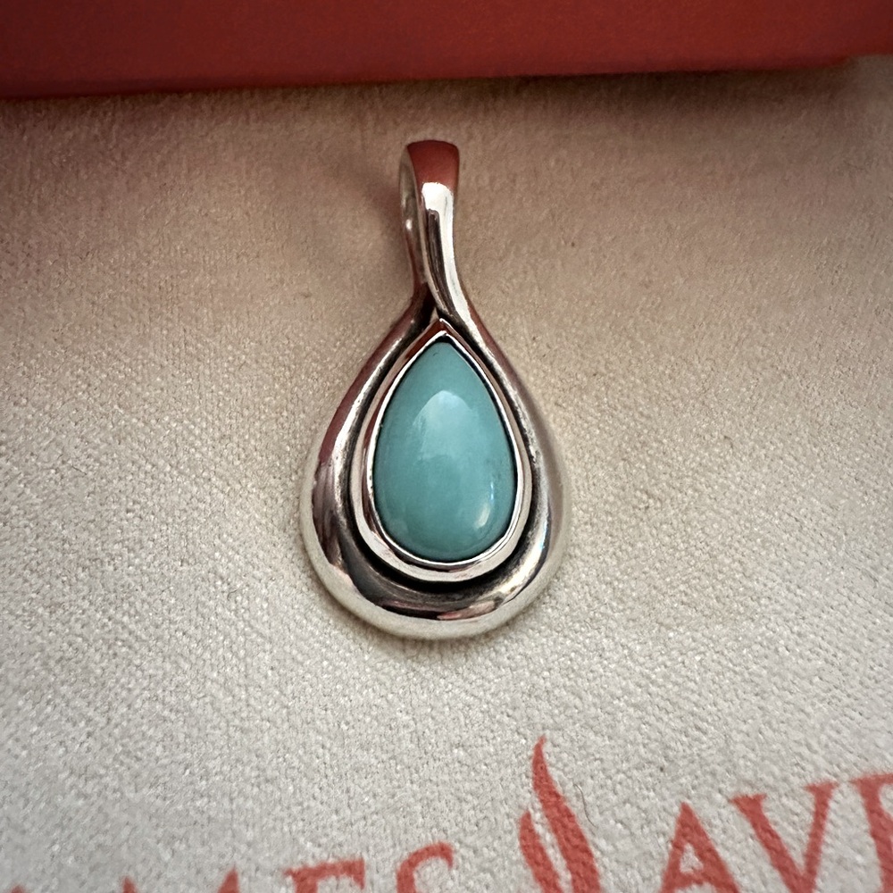 James Avery RARE Retired Sterling Silver Turquoise Teardrop Pendant